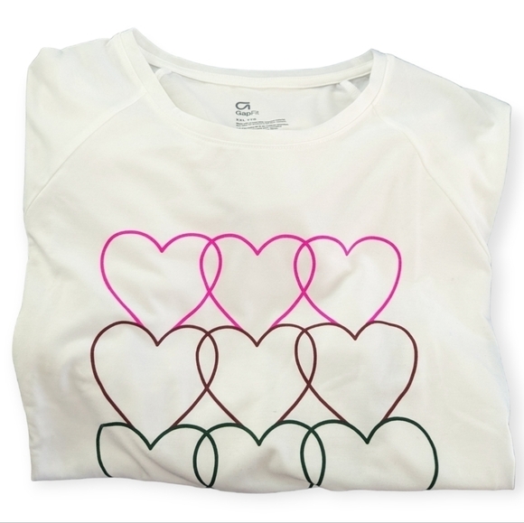 New Gap Kids Raglan Graphic Tee Shirt Long Sleeve Tee Hearts Size XXL 14 - Picture 3 of 9